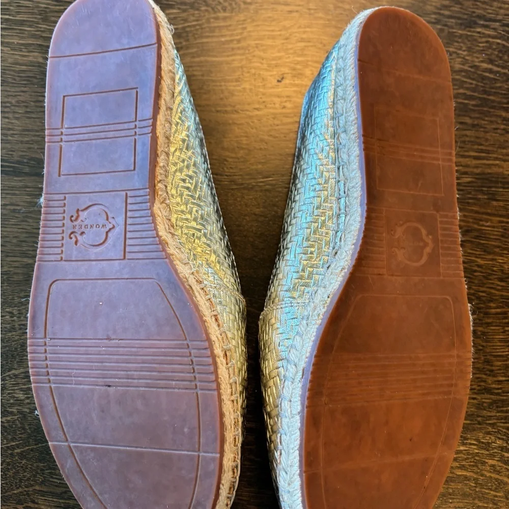 C Wonder Gold Leather Textured Flats